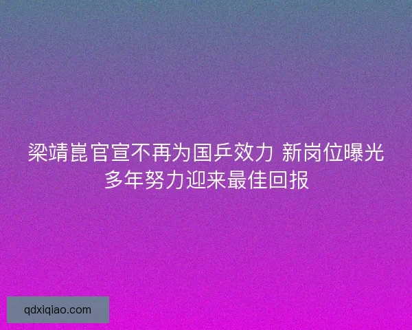 梁靖崑官宣不再为国乒效力 新岗位曝光多年努力迎来最佳回报
