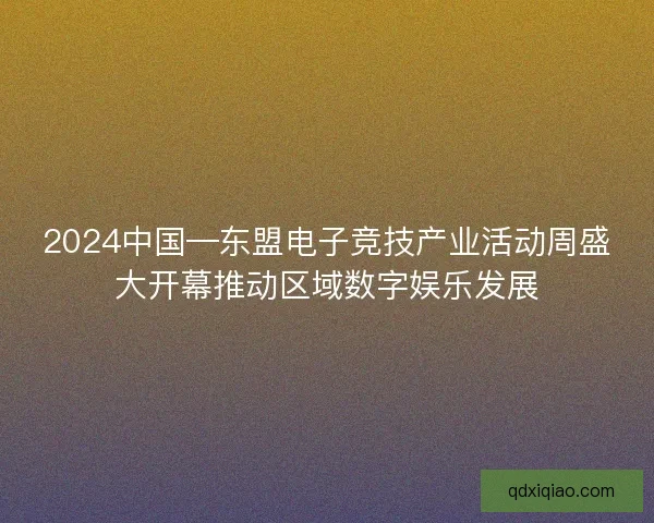 2024中国—东盟电子竞技产业活动周盛大开幕推动区域数字娱乐发展