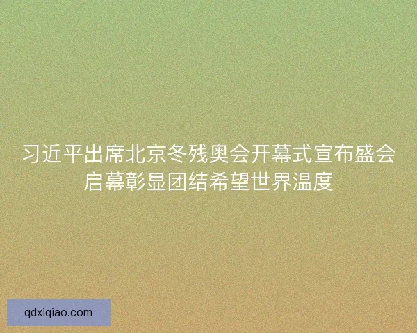习近平出席北京冬残奥会开幕式宣布盛会启幕彰显团结希望世界温度 习近平出席北京冬残奥会开幕式宣布盛会启幕彰显团结希望世界温度