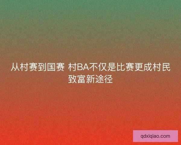 从村赛到国赛 村BA不仅是比赛更成村民致富新途径