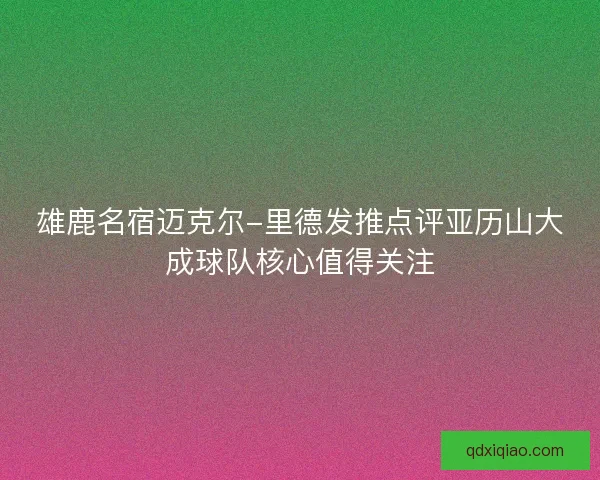 雄鹿名宿迈克尔-里德发推点评亚历山大成球队核心值得关注